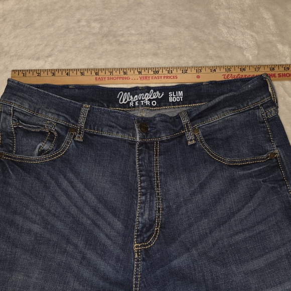 Wrangler Retro Slim Bootcut Jean Mens Dk Blue Denim Sz 36x34 Cowboy Ranch Rodeo - Picture 8 of 10